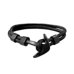 MILLAM - Pulseras color Negro Cuerda con ancla Unisex