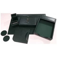 CUEROS AYLING - Juego Set De Escritorio Ecocuero 7 Pzs Verde
