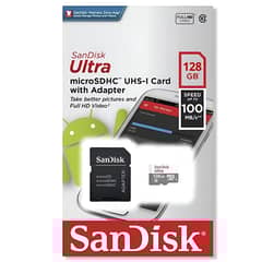 SANDISK - Memoria Micro SD 128 GB 100Mbps Clase 10 Deluxe - Negro