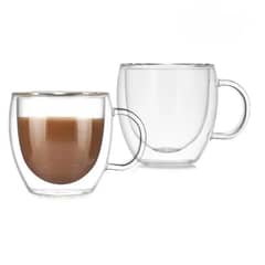 GENERICO - Set 2 mugs vidrio doble pared 250 ml