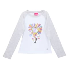 BARBIE - CAMISETA M/LARGA BLANCO Y GRIS MELANGE