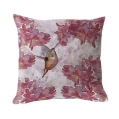 MARGARITA SCHEEL BY CASA ALVARINHO - FUNDA COJÍN ALGODÓN PICAFLOR Y FLOR FUCSIA 45X45