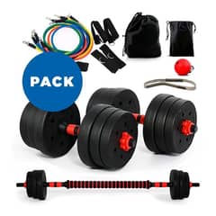 GENERICO - Pack Mancuernas 20 Kg Unión Barra + Boxeo + Kit 11 pz
