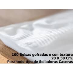BAGSMART - 100 Bolsas Sellado Al Vacio Gofradas 20x30 Cm
