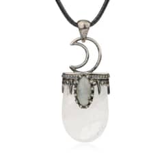 ARTESANA - Collar Protector Wicca Piedra Antigua - Cuarzo Blanco