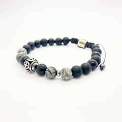 BRANGUS - Pulsera piedras naturales semipreciosas con dige de acero unisex