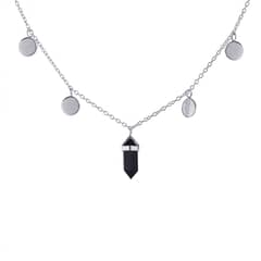 NOMADA SOUL - Collar choker moneditas con piedra Onix