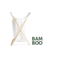 URBAN PRODUCTS - CESTA DE LAVANDERÍA BAMBÚ MADERA / BLANCO