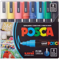 UNI POSCA - Marcadores Posca 5M Set 8 Colores Basicos