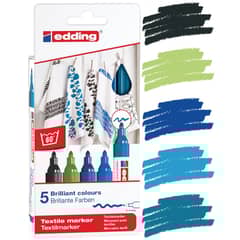 EDDING - Marcadores Textil Set 5 Tonos Frios