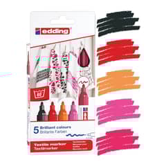 EDDING - Marcadores Textil Set 5 Tonos Calidos