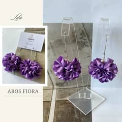 GENERICO - Aros De Tela En Flor Hechos A Mano