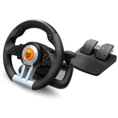 KROM - Kit Volante Con Pedales K-Wheel Premium Ps4 Xbox One PC - Negro