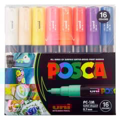 UNI POSCA - Marcadores Posca 1M Set 16 Colores Básicos