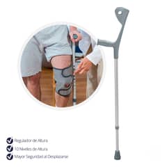 TOPMEDIC - Baston Muleta Canadiense Ortopedico Altura Regulable