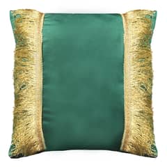 ELIZABETH PEPER - FUNDA COJIN DECORATIVO DISEÑO FESTIVO VERDE Y DORADO 45X45