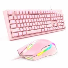 ONIKUMA - Kit Gamer Teclado y Mouse Pink