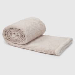RELAN - Manta Frazada Sherpa Jacquard Crema 1,5 Plazas