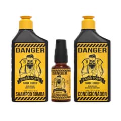 BARBA FORTE - Set Danger Shampoo 250 Ml + Acondicionador 250 Ml + Óleo 30 Ml