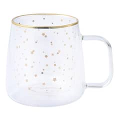 ADAGIO TEAS - Taza Doble Vidrio Estrellas Doradas Grande