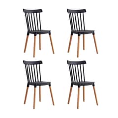 NOVAHUS - Pack de 4 Sillas Clásicas de Comedor PP Madera Negro
