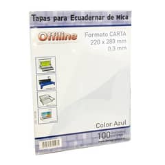 OFFILINE - Tapa para encuadernar Mica Azul Carta 100 Unidades - Azul
