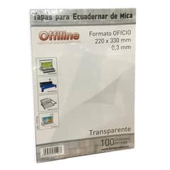 OFFILINE - Tapa para encuadernar Mica Transparente Oficio 100 Unidades