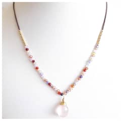 LILY JOYAS - Collar Tejido Circonitas y Cuarzo Rosado