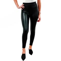 MLK - Calza Leggings Ecocuero Negro Mujer