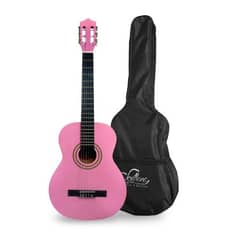 SEVILLANA - Guitarra Rosada 30 Pulgadas Para Niños Con Funda.