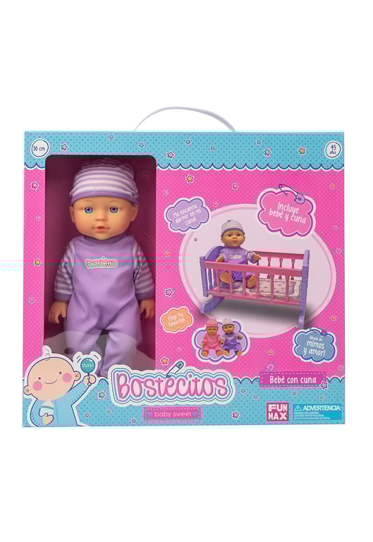 Muneca Bebe De Juguete Bostecitos Con Cuna
