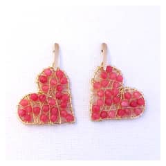 LILY JOYAS - Aros Crazones Agatas Rosa