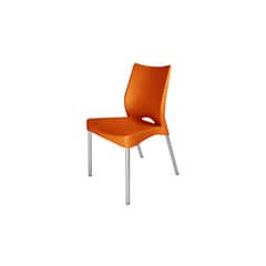 DVP - Silla Plástica Naranja con Patas Metálicas y Filtro UV