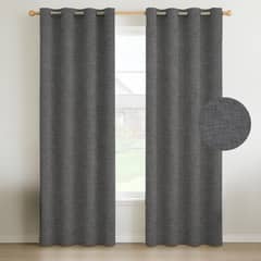 CASATUA - Cortina Blackout 100% 2 Paños Textura Lino - Gris oscuro