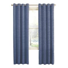 CASATUA - Cortina Blackout 100% 2 Paños Textura Lino - Azul