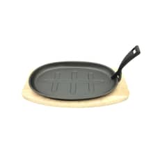 BOLTON - Plato de Fierro Fundido Oval Base de Madera 28 cm
