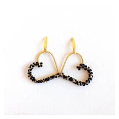 LILY JOYAS - Aros Corazones Duo Negros