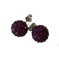 TAETHAI - Aros de plata 925 con Cristales burdeos