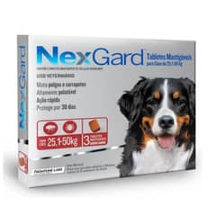 BOEHRINGER INGELHEIM - Nexgard Antiparasitarios 25,1 a 50 kg 3 Comp Sabor Carne