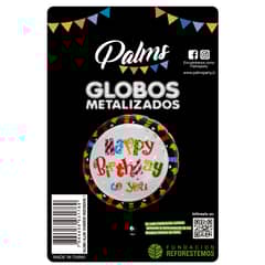 PALMS - Globo Aluminio Feliz Cumpleaños Diseño Redondo