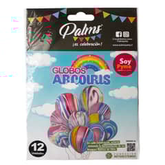 PALMS - Set 12 Globos Diseño Arcoíris Colores Surtidos