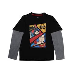 DC COMICS - Polera Manga Larga Niño Justice League Go Negro