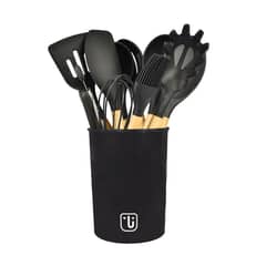 SIMPLIT - Set 12 Utensilios De Cocina Silicona Negro