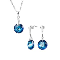 JOYAS MONTERO - Aros + Collar Conjunto Gracia Cristales Genuinos Bermuda Blue