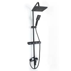 DETODOYMAS - Llave Monomando Columna Tina Ducha Moderna Cuadrada Negra - Negro