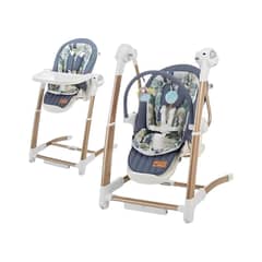 LUBABYCAS - Silla De Comer Y Columpio Mecedor Lujoso Azul