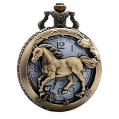 INVENCIBLE - RELOJ DE BOLSILLO CRAZY HORSE CON CADENA QUARTZ AK55