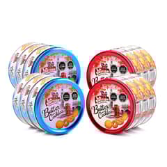 GENERICO - Pack 12 Latas Galletas Mantequilla La British 114g Azul/Rojo