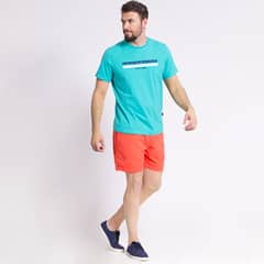 MCGREGOR - Polera Manga Corta Estampado Texturado Regular Fit Jersey Turquesa