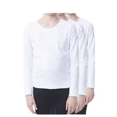AGW - Pack 3 Camisetas Blancas Niño 100% Algodón Manga Larga